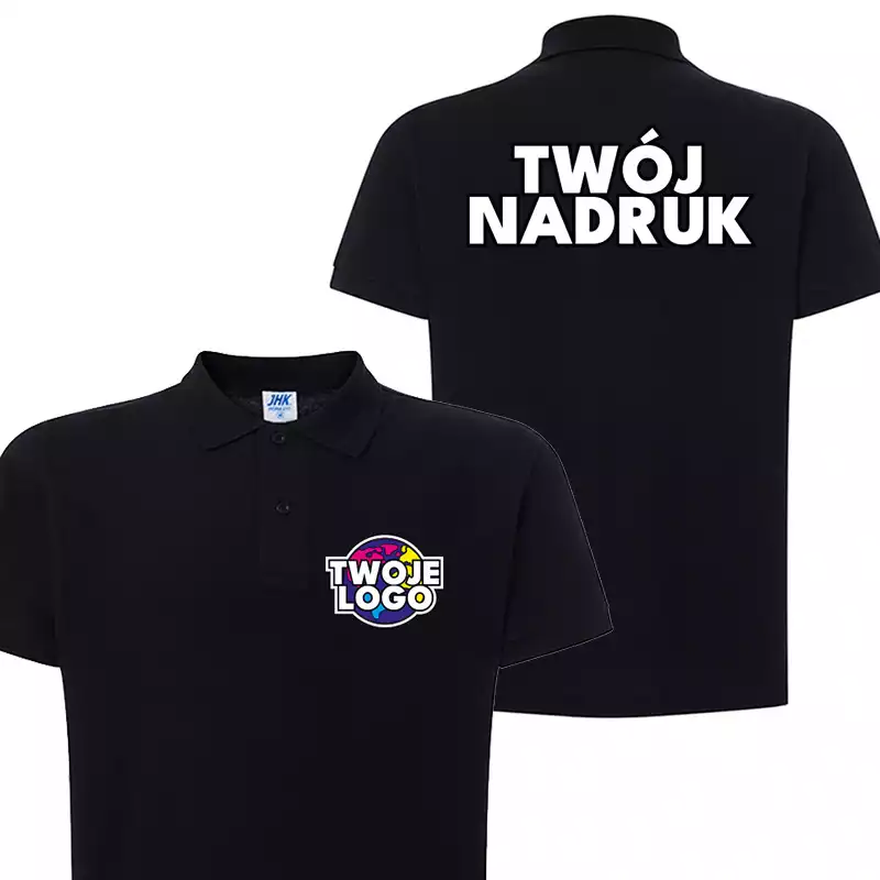 czarna koszulka polo z nadrukiem logo czarna koszulka polo z nadrukiem logo na piersi