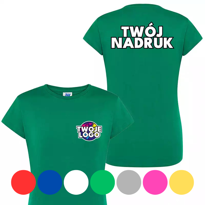 JHK 170 g/m² Damska koszulka + nadruk na piersi i plecach różne kolory